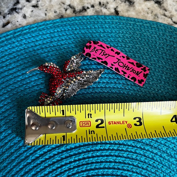 Rare! NWT Betsey Johnson Red Silver Rhinestone Hummingbird or Pendant - Picture 9 of 9